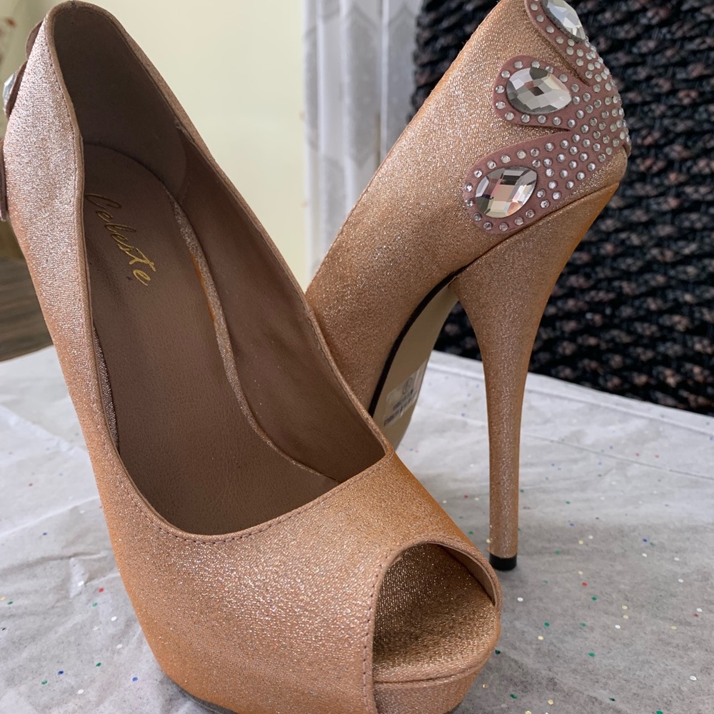 Gold like Rhinestone High heels - Picture 6 of 7